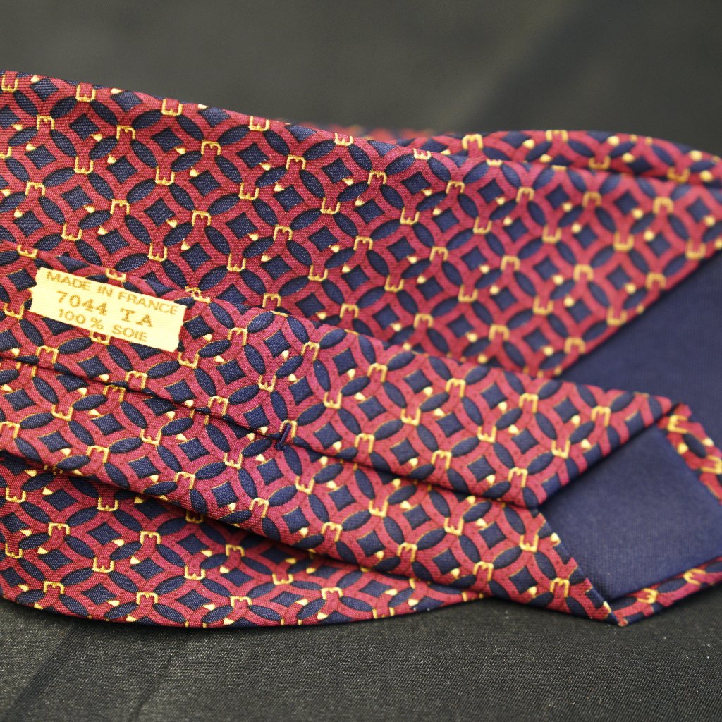 Hermes Silk Tie #7044 Ta (Red/Gold)